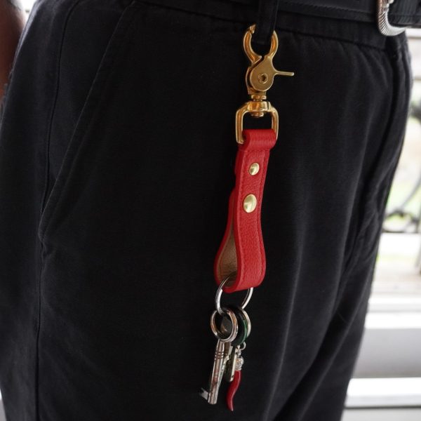 Leather key strap attached to loop