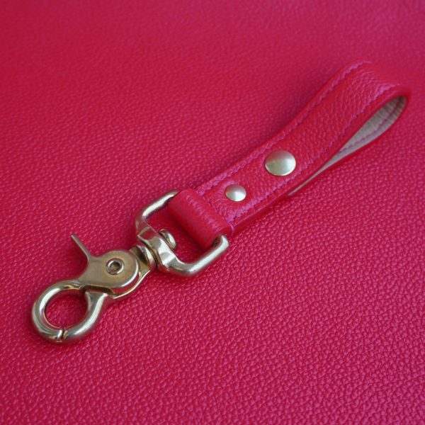 Leather Key Strap Red