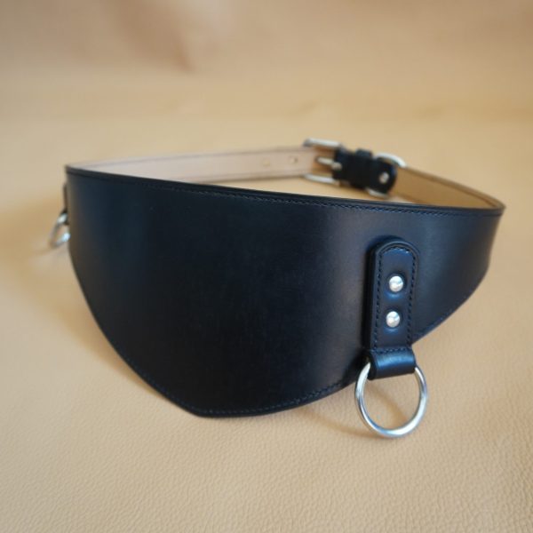 Wide Belt Black and Silver Front